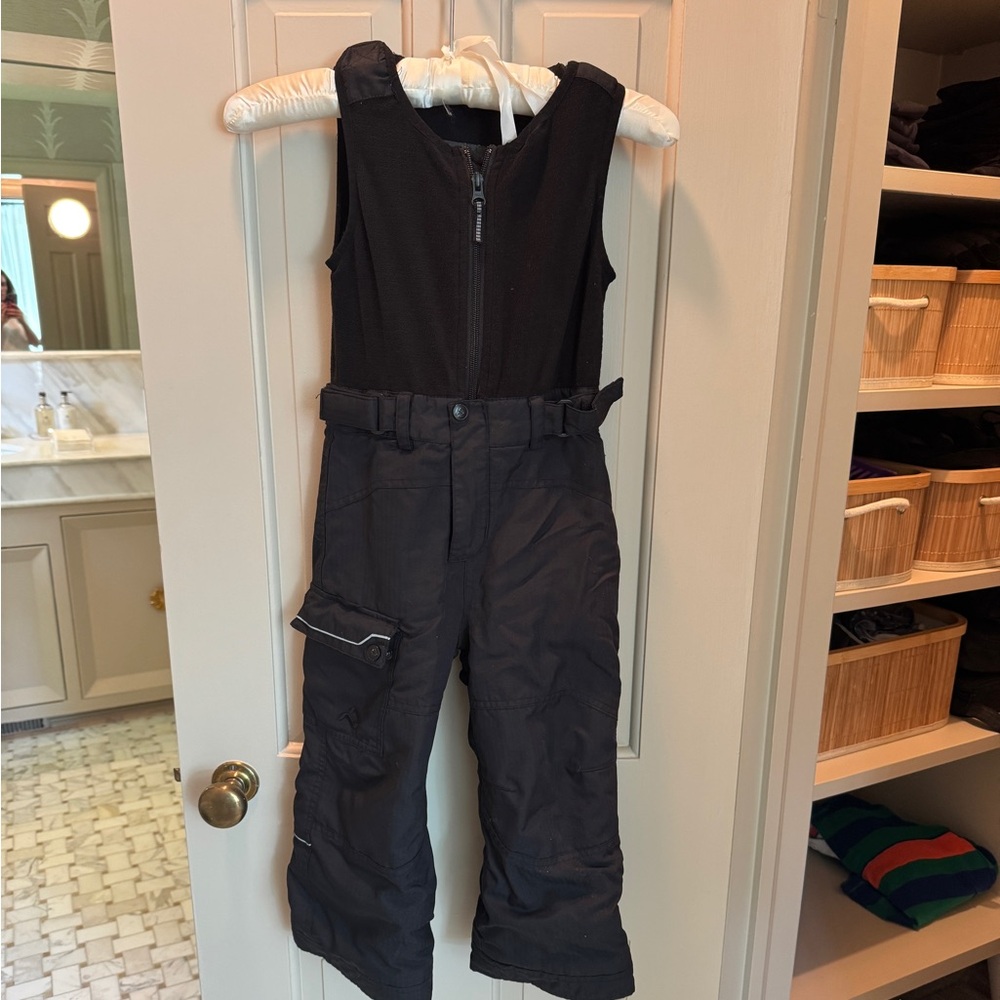 Black Kids' Snow Bib Overalls adjustable size 4